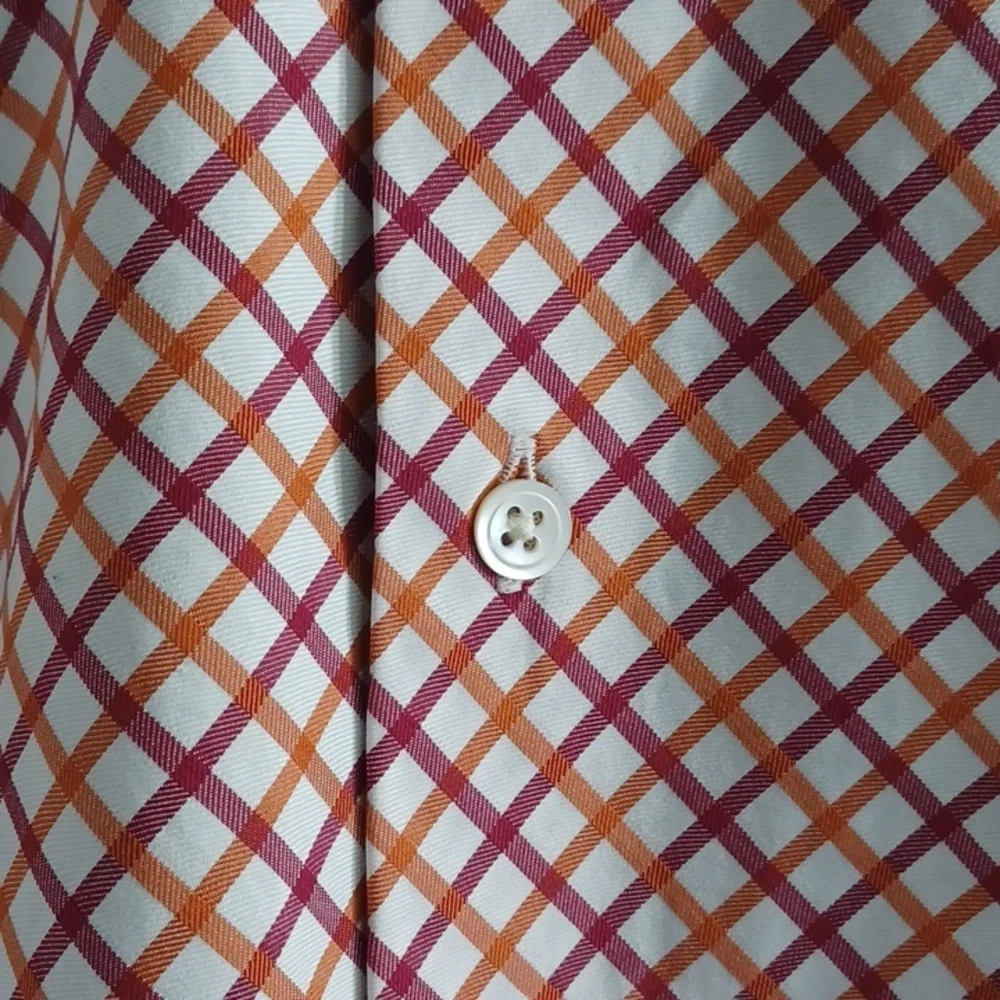 BANANA REPUBLIC High Collar, Button-Down Shirt - Orange and Maroon Pattern